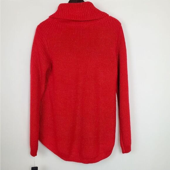 AB Studio XL Red Sparkle Cowl neck Sweater NWT - Picture 4 of 6